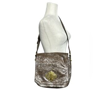 OrYANY Metallic Silver / Brown Leather Bag